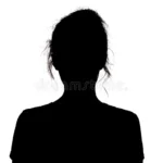 silueta de una muchacha que mira con confianza adelante cabeza la mujer joven un rizo en fondo aislado blanco 136795382